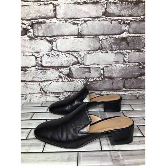 Lewit Black Leather Slip On Block Heel Mules Dress Shoes Women’s Sz 37.5EU/7M US - Picture 16 of 16